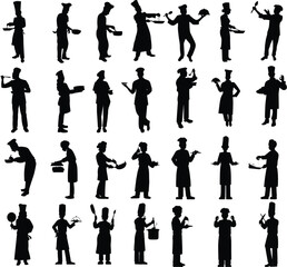 Chef Silhouettes Collection in Various Poses