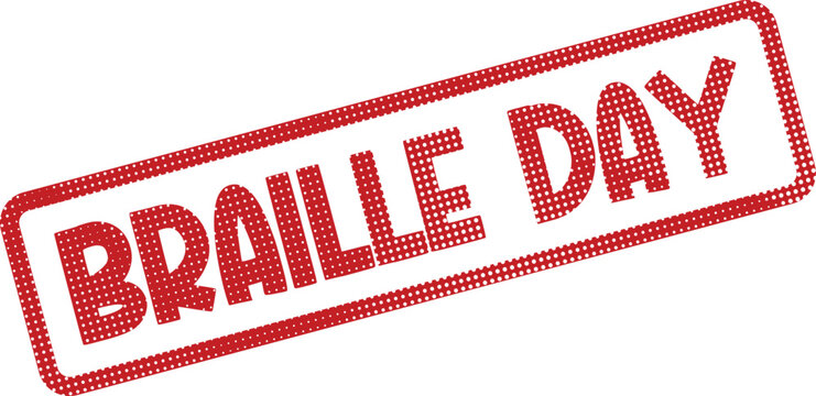Braille Day celebrated with a distinctive red textured stamp signifying global observance