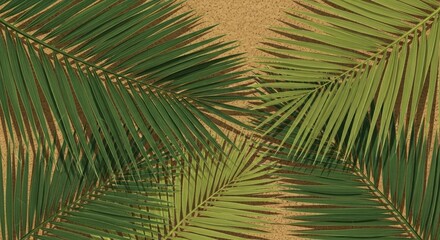 Fototapeta premium Palm Leaves Golden Brown Rough Texture Background Shadows Dappled Light Tropical
