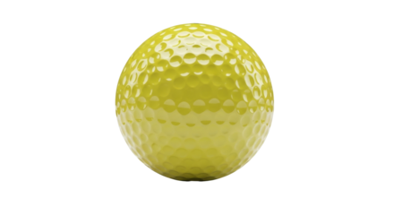 Isolated yellow golf ball on a seamless background, sport equipment with dimples texture
