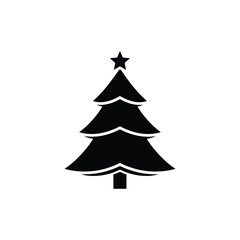 Black christmas tree with star in vector format
