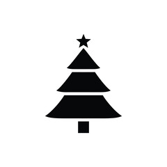 Obraz premium Simple black christmas tree with star