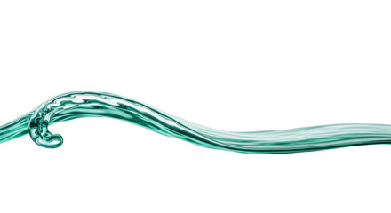 Isolated turquoise wavy liquid surface with motion curl and ripple, abstract, fluid art