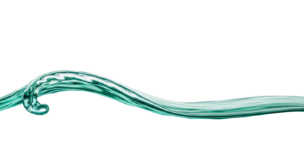 Isolated turquoise wavy liquid surface with motion curl and ripple, abstract, fluid art