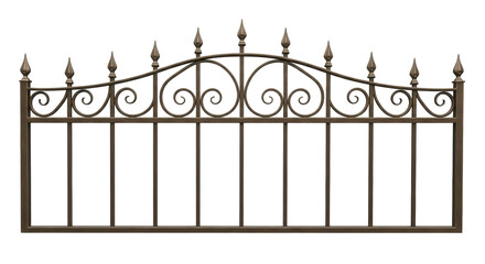 Isolated Decorative Metal Fence Panel with Spear Tips Ornamental Railing Architectural Design