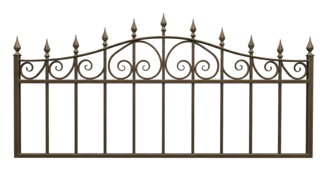 Isolated Decorative Metal Fence Panel with Spear Tips Ornamental Railing Architectural Design