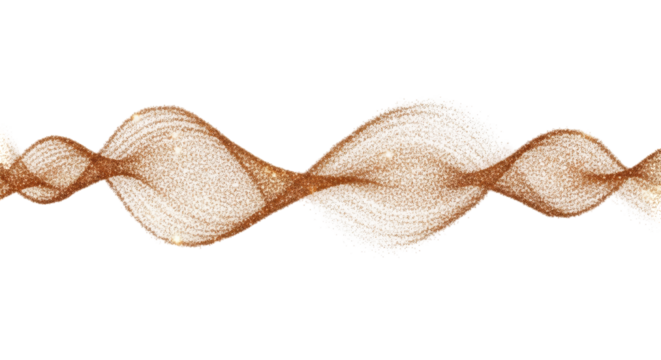 Isolated sparkling wave forms a flowing curve with glitter effect like sound wave motion