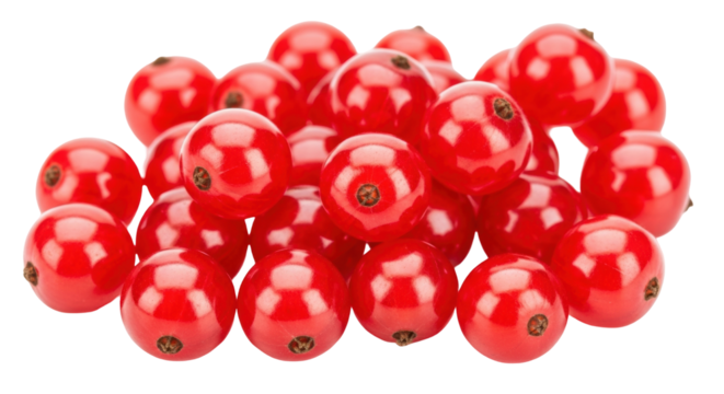 Isolated bunch of vibrant red currants, a summer fruit with a glossy and fresh appearance