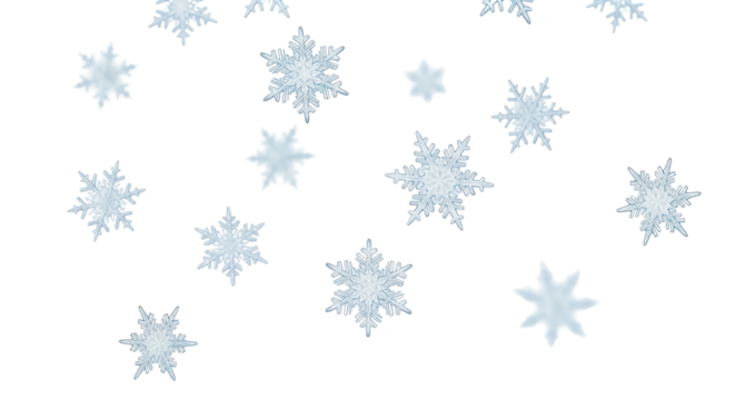 Isolated snowflakes falling for the holidays, season, winter, Christmas, and new year's eve