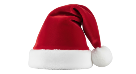 Isolated Santa hat lying on a surface, iconic headwear often worn during the Christmas season
