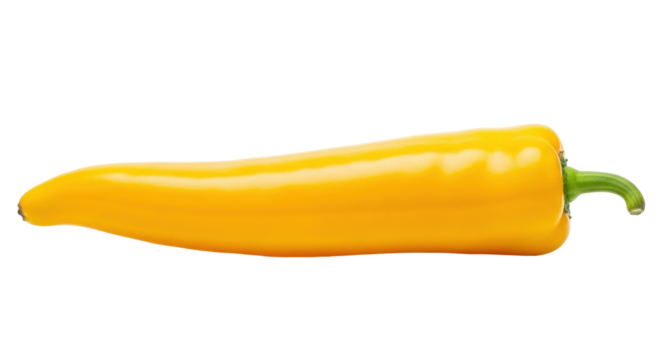 Isolated yellow sweet pepper lying horizontally, ready to be added to healthy recipes