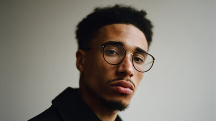 minimalist portrait of confident individual wearing aiinspired glasses essence of intelligence and innovation