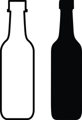 Two minimalist bottle icons, one outline and one solid, for beverage branding.