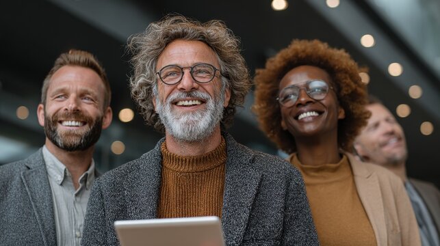 Diverse multiracial businesspeople in office discuss online documents using tablet pc to develop product promotion strategy and ideas for marketing plan - Powered by Adobe