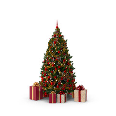 Decorated christmas tree with presents ready for holiday celebration
