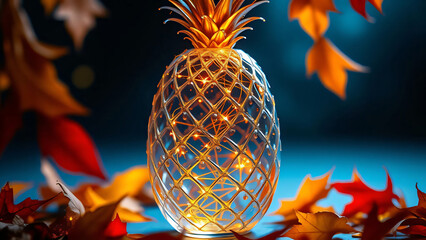 Obraz premium Festive Christmas season decoration with a burning candle on the table and a gold ball ornament on the tree