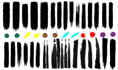 Grunge Brush Stroke & Ink Blot Collection, Mixed Media Brush Strokes and Splatter Elements, grunge brush strokes, ink blot collection, paint splatters, mixed media brushes, vector brush strokes, gru,