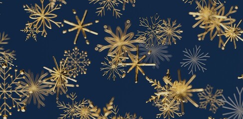 Stunning golden snowflakes design on a dark blue background. Perfect for Christmas, winter holiday, and festive projects. Use it for