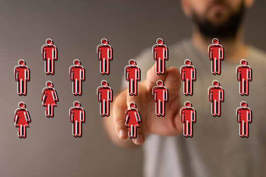 Abstract concept of online connection, digital network, human touch, business and social community. People icon - Powered by Adobe