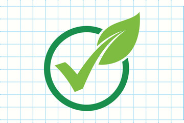 Check mark with leaf inside circle