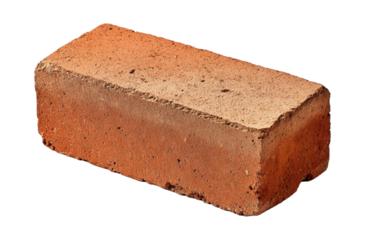 Close Up of Orange Brick on Transparent Background