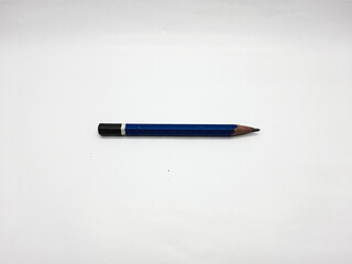 Blue pencil rests on a clean white surface ready for drawing or writing tasks