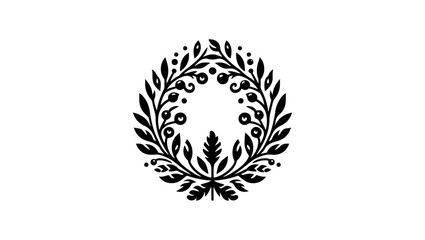 image a logo for christmas wreath black and white vector logo icon minimal logo, vector, design, symbol, illustration, icon, art, tattoo, tribal, pattern, wreath, decoration, sign, laurel, leaf, vinta