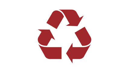 Obraz premium Recycle symbol in red simple flat vector design element isolated on white background