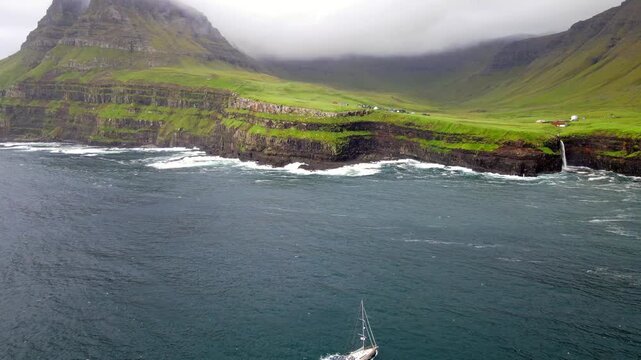 Mulafossur Waterfall and Gasadalur Village, Faroe Islands