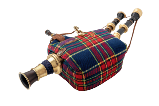 Scottish Bagpipes Instrument with Tartan Cover for Traditional Performance