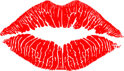 Beautiful red lips isolated on transparent background. red lipstick kiss . lips with lipstick mark on a white background.