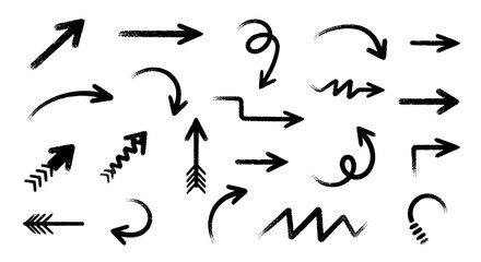 Collection of various black arrow illustrations, pointing in different directions, with diverse designs.