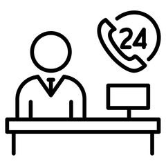 Obraz premium 24 Hour Reception icon vector image. Can be used for Coworking Space.