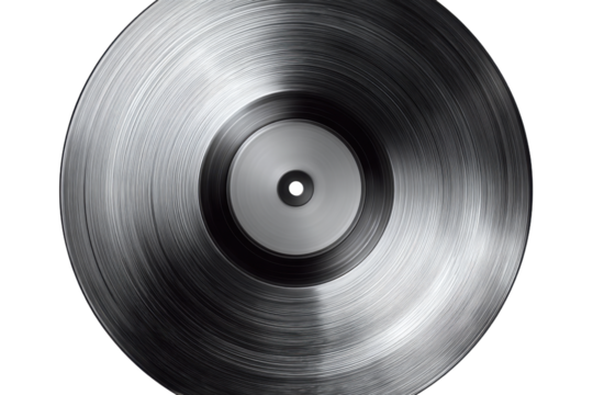 Monochrome Vintage Vinyl Record Close Up Isolated on Checkered Backdrop