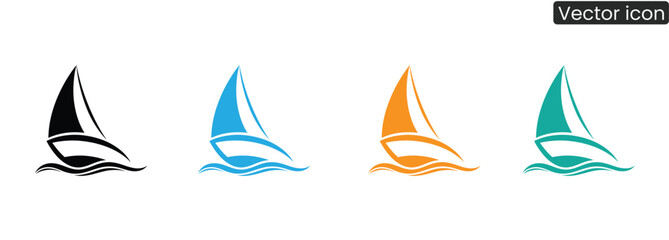 Captivating sail boat icons in dynamic colors evoke adventure and freedom, ideal for travel, leisure, or nautical branding. Inspire journeys.