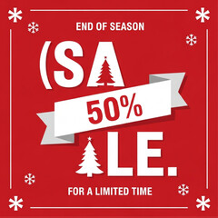 End of Season Sale 50% Off Christmas Winter Promotion Graphic