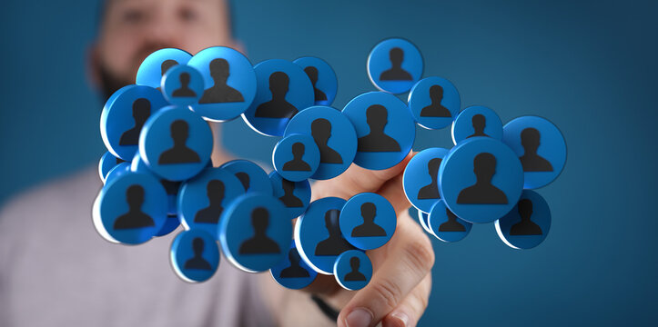 Abstract network of people with communication concept for social media, digital connection with community