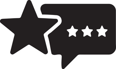 Review icon silhouette showing star rating symbol in clean isolated vector style.