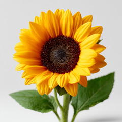 Fototapeta premium Closeup of a vibrant sunflower on a white background.