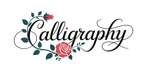 Obraz premium Floral with ornament rose calligraphy transparent vine