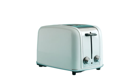 White retro toaster with controls for bread toasting on transparent background - Powered by Adobe