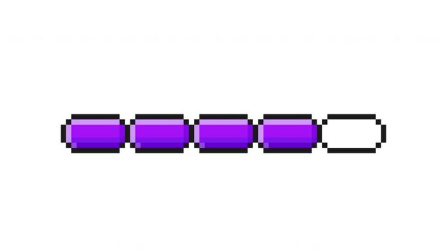Purple Loading Bar Pixel Art ProRes 4K 60 FPS Alpha Channel Animation Loop