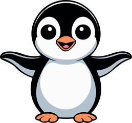 Adorable cartoon penguin character vector illustration isolated on a white background.