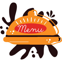 Menu Dish Cover Illustration Orange and Brown Abstract Splatter Transparent Background Graphic Design Element