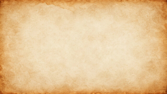 Vintage parchment paper texture with aged brown border and faded center, perfect for historical documents or antique backgrounds