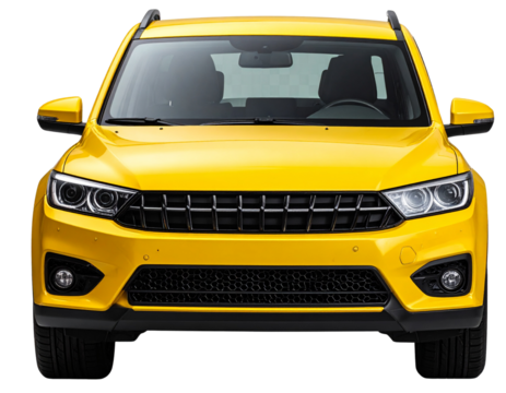 Yellow SUV, Three-Quarter Front Perspective, Isolated on Transparent Background (2)