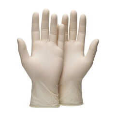 Obraz premium Close-up shot of two pairs of white latex gloves, palms facing upwards.