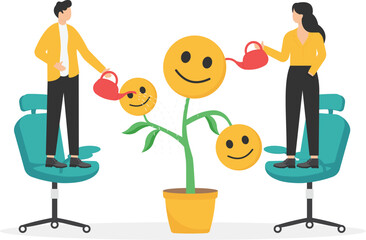 Growing knowledge or innovative idea, developing creativity for succeeding business or career growth, team development concept.

