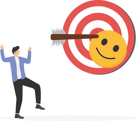 Successful business idea for target, right solution to complete project, winning marketing strategy concept.

