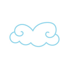Kawaii cartoon cloud outline in pastel blue for sky or angel themes